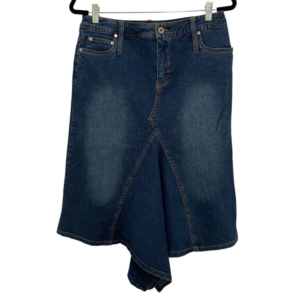 East of LA Vintage Asymmetrical Denim Skirt Womens 12‎ Cotton Blend NWT